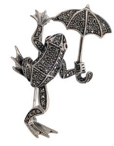 Sterling Silver Marcasite Frog Brooch AM55-200
