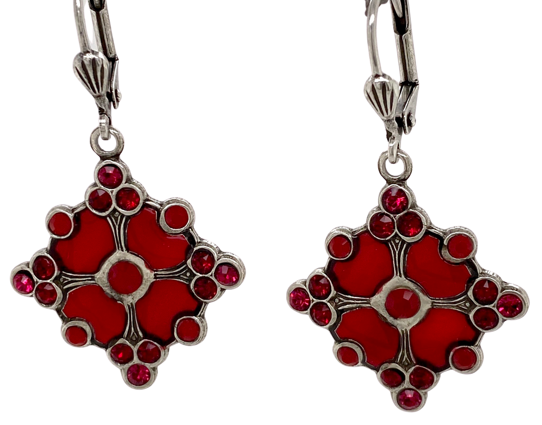 Au Bout des Reves 'Gilda' French Red Enamel Earrings 18323-02