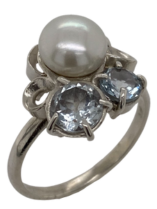 Aquamarine and pearl on sale ring