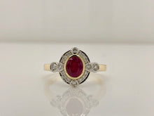 Load image into Gallery viewer, 9ct Gold Oval Precious Gem and Diamond Ring M.2420
