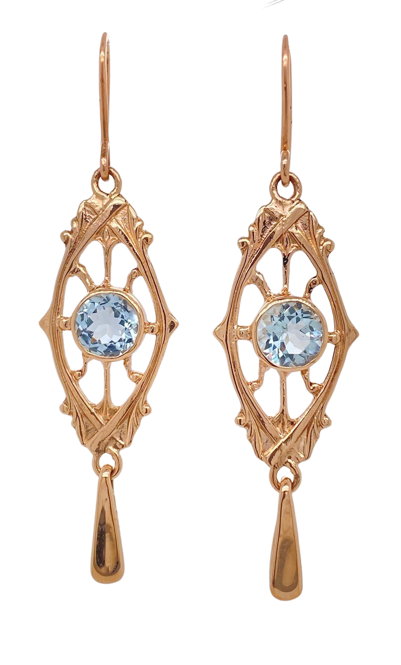 Aquamarine rose gold earrings deals