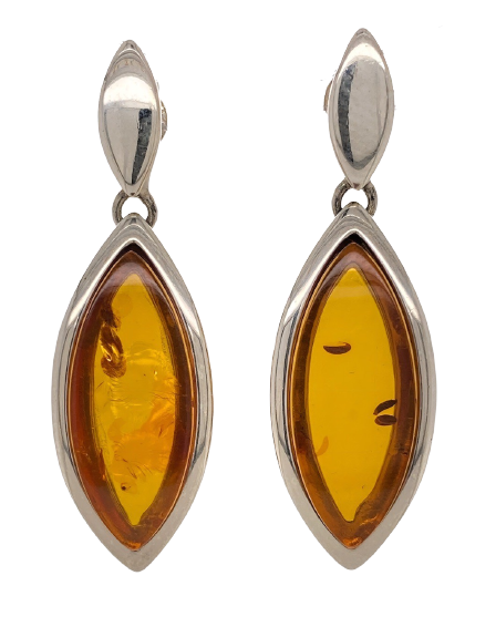 Sterling Silver Amber Earrings. HEN86