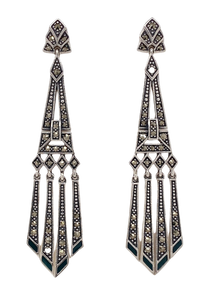 Sterling Silver Marcasite Tassel Earrings. 43-345