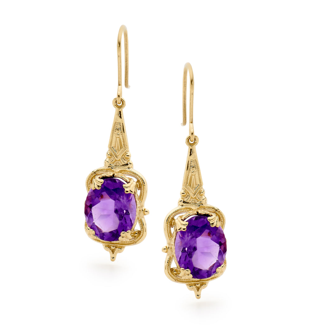 9ct Gold and Gemstone 'Victorian' Earrings. (long) J200