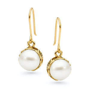 9ct Gold Pearl Chunky Move Earrings J397