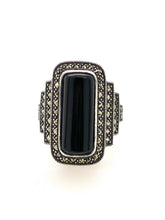 Load image into Gallery viewer, Sterling Silver Onyx and Marcasite Rings. 18-188ON
