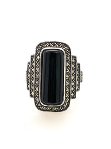 Sterling Silver Onyx and Marcasite Rings. 18-188ON