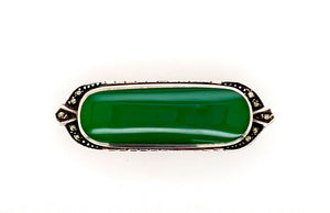Sterling Silver Green Agate and Marcasite Brooch. AM55-59GAGM
