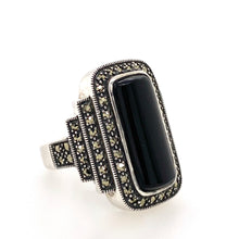 Load image into Gallery viewer, Sterling Silver Onyx and Marcasite Rings. 18-188ON
