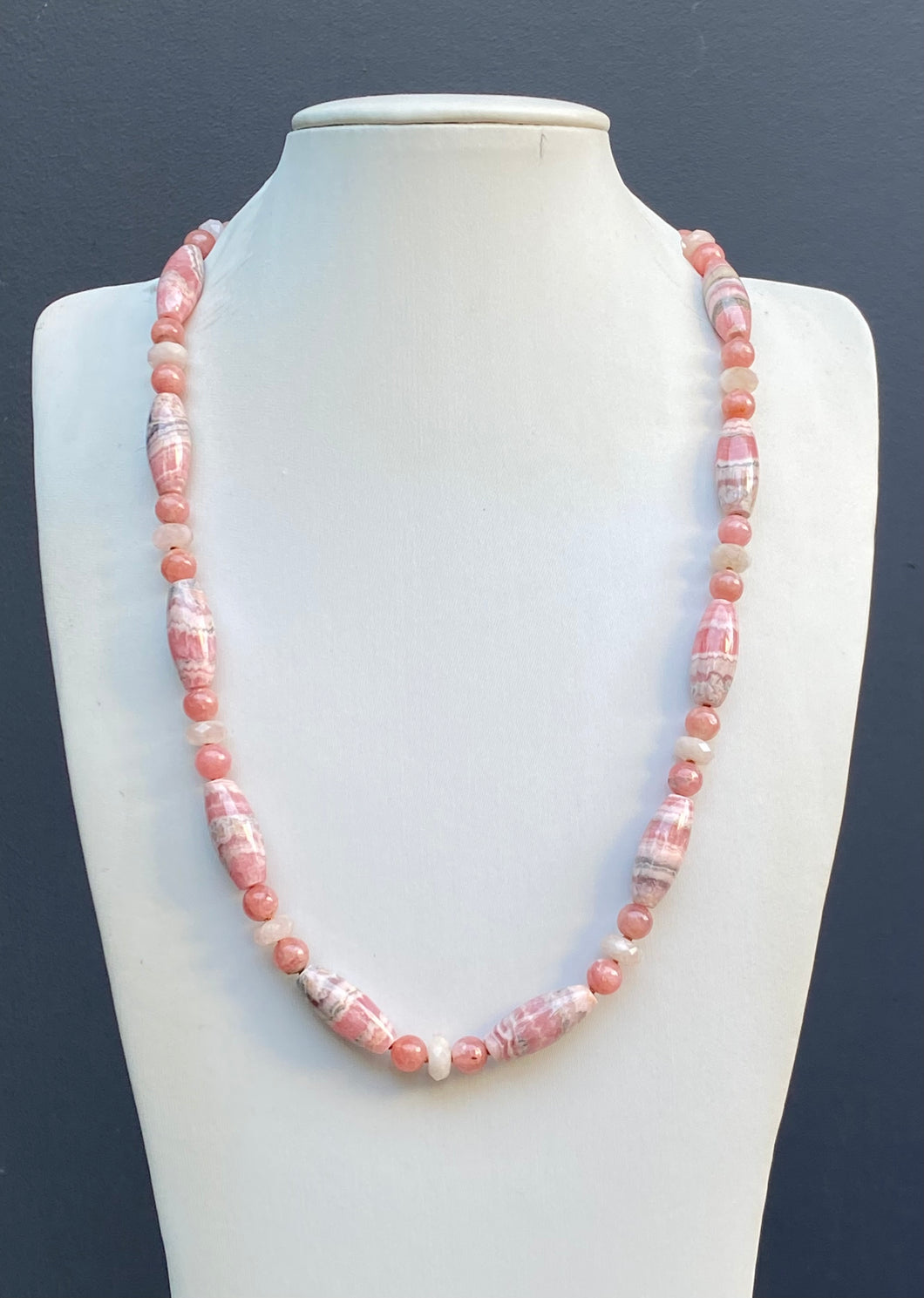 Sterling Silver Rhodochrosite and Morganite Necklace