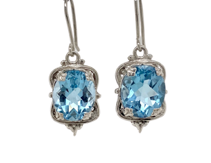 Sterling Silver Blue Topaz 'Victorian' Earrings. (short) J359SBT