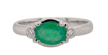 Load image into Gallery viewer, 9ct White Gold Emerald and Diamond Ring M606
