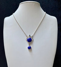 Load image into Gallery viewer, Sterling Silver Lapis Lazuli and Blue Topaz Plymouth Necklace.

