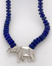 Load image into Gallery viewer, Sterling Silver Lapis Lazuli Elephant Necklace.
