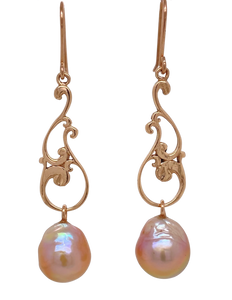 9ct Rose Gold and Pink Pearl Serenade Earrings J325