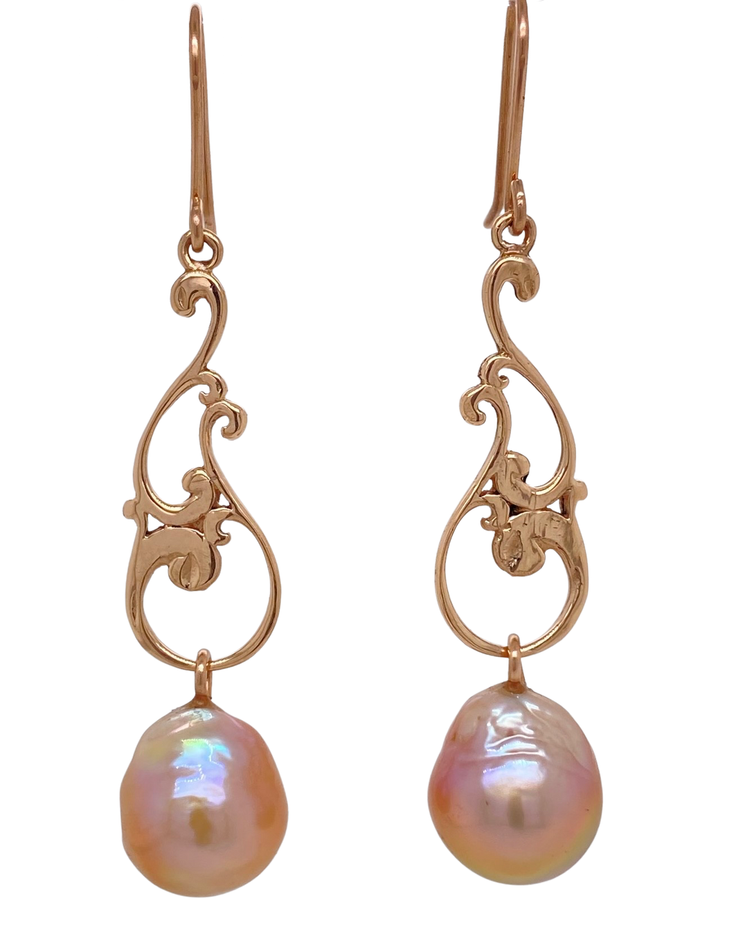 Rose gold and hot sale pearl earrings