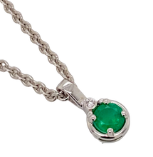 Load image into Gallery viewer, 9ct White Gold Emerald and Diamond Pendant. P495WE
