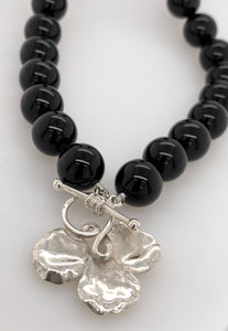 Sterling Silver Onyx Clover Necklace