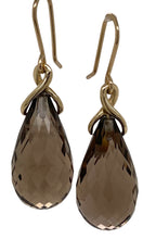 Load image into Gallery viewer, 9ct Gold Smokey Quartz Twist Earrings
