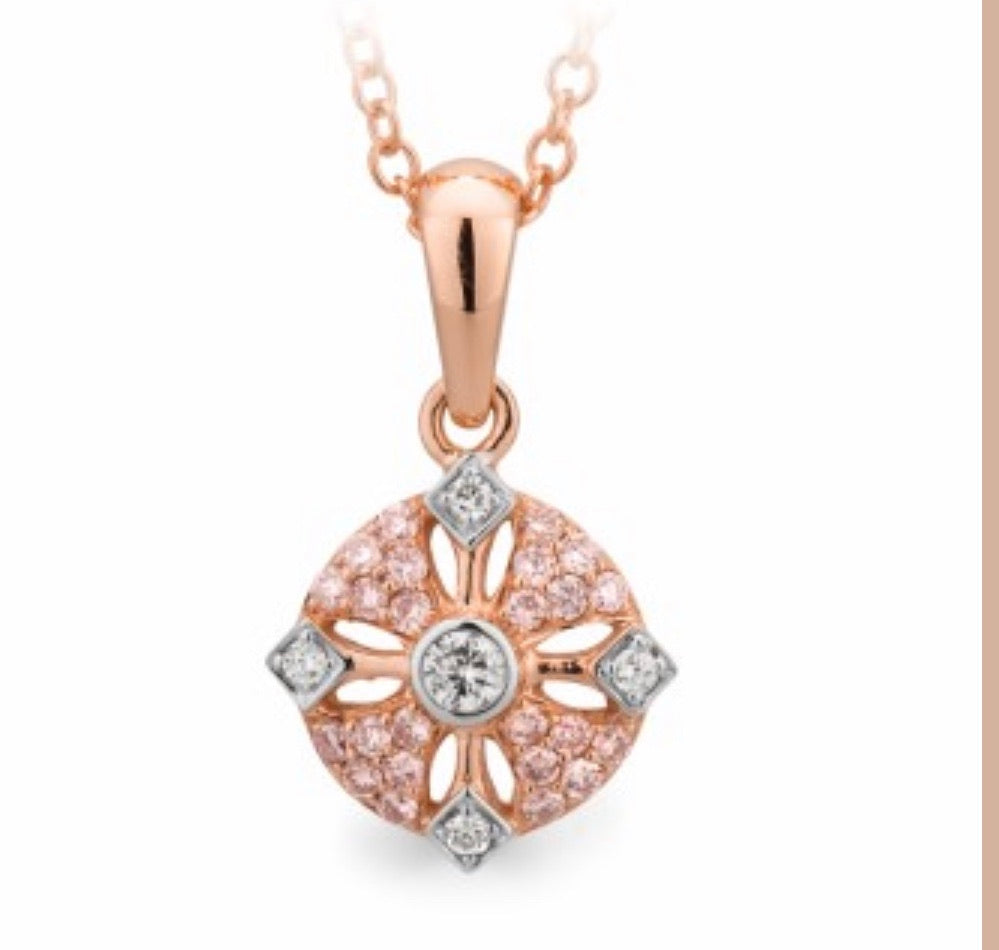 9ct Rose Gold Australian Pink Diamond Pendant.
