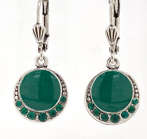 Au Bout Des Reves Green French Enamel Earrings 17490K-56