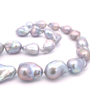 Silver Cultured Baroque Pearl Necklace. JNP02