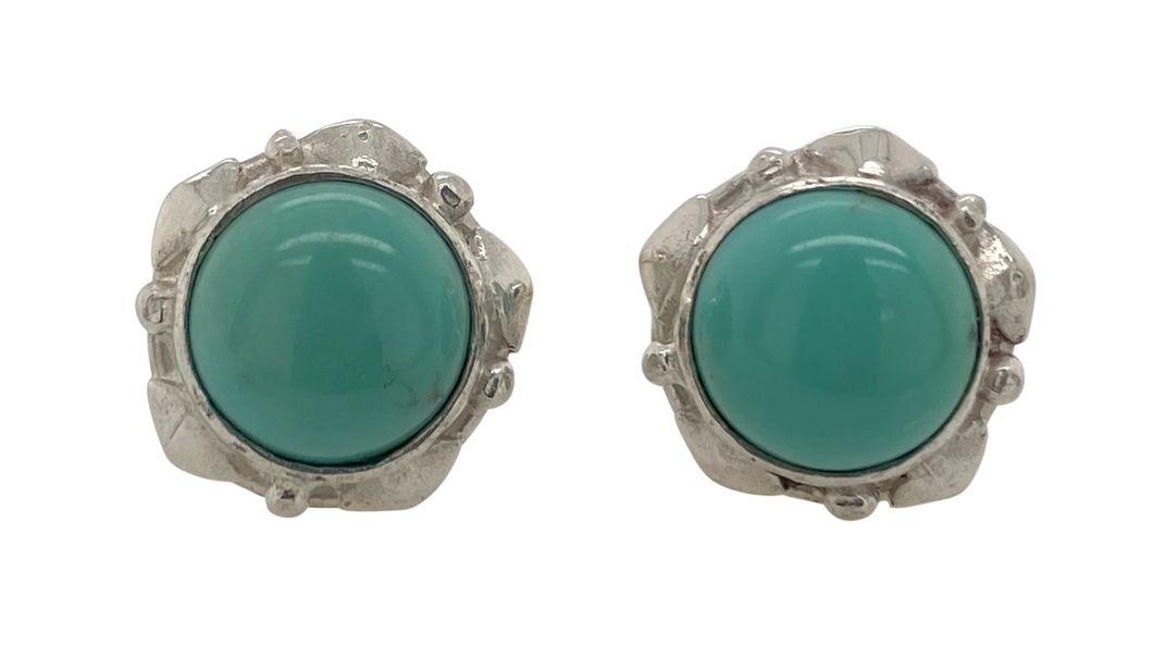 Sterling Silver Turquoise Othello Studs J124