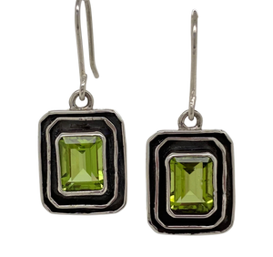 Sterling Silver Peridot Rectangle Bronwyn Earrings J441