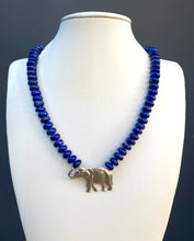 Load image into Gallery viewer, Sterling Silver Lapis Lazuli Elephant Necklace.
