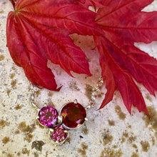 Load image into Gallery viewer, Sterling Silver Garnet &#39;Trio&#39; Necklace.
