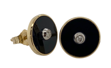 Load image into Gallery viewer, 9ct Yellow Gold Onyx and Diamond Studs.
