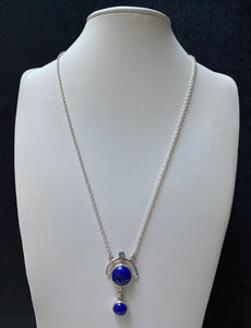 Sterling Silver Lapis Lazuli and Blue Topaz Plymouth Necklace.