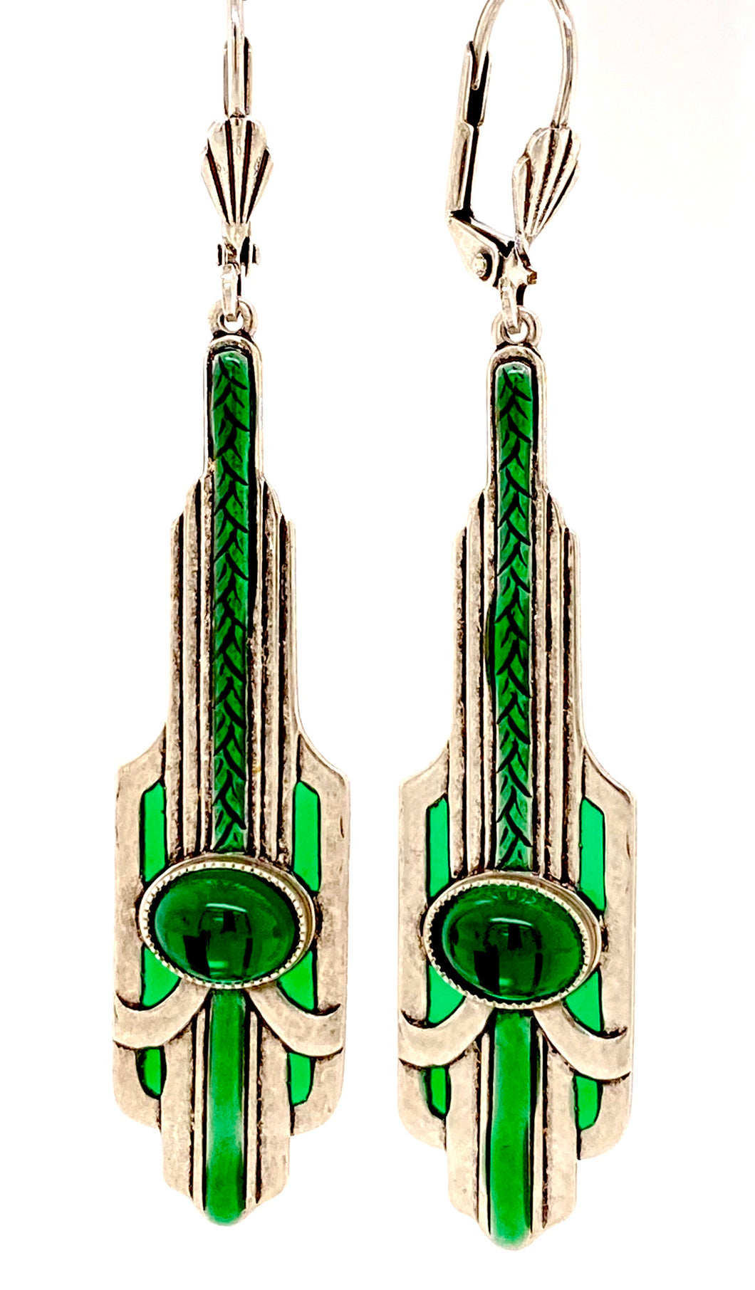 Au Bout Des Reves French Green Enamel Earrings 18714-09