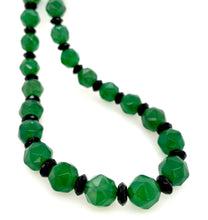 Load image into Gallery viewer, Sterling Silver green Agate and Onyx Necklace.
