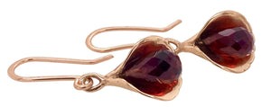 9ct Rose Gold and Garnet Tiny Lily Earrings J428