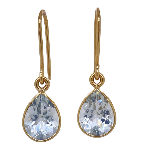 9ct Gold Tear Aquamarine Earrings
