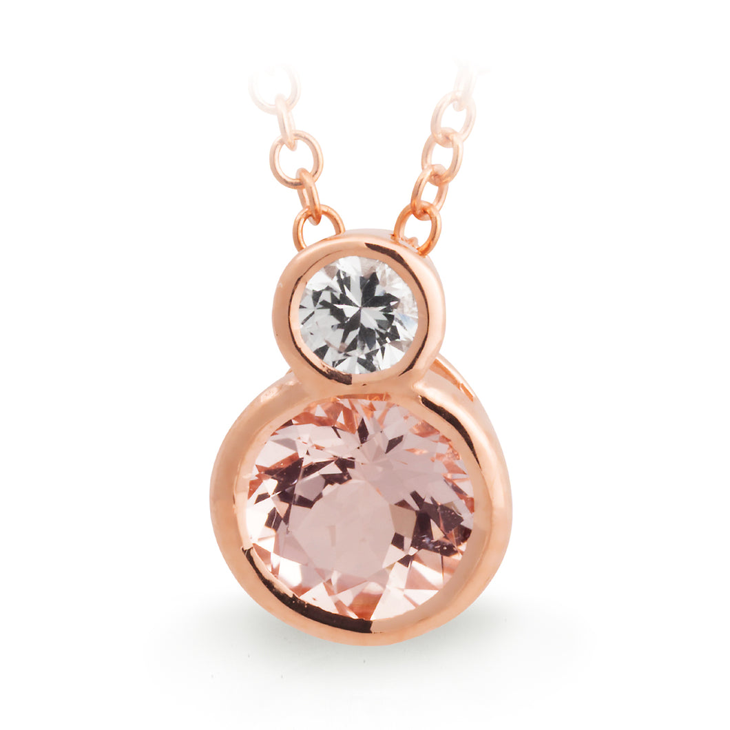 9ct Rose Gold Morganite and White Sapphire Pendant M.660